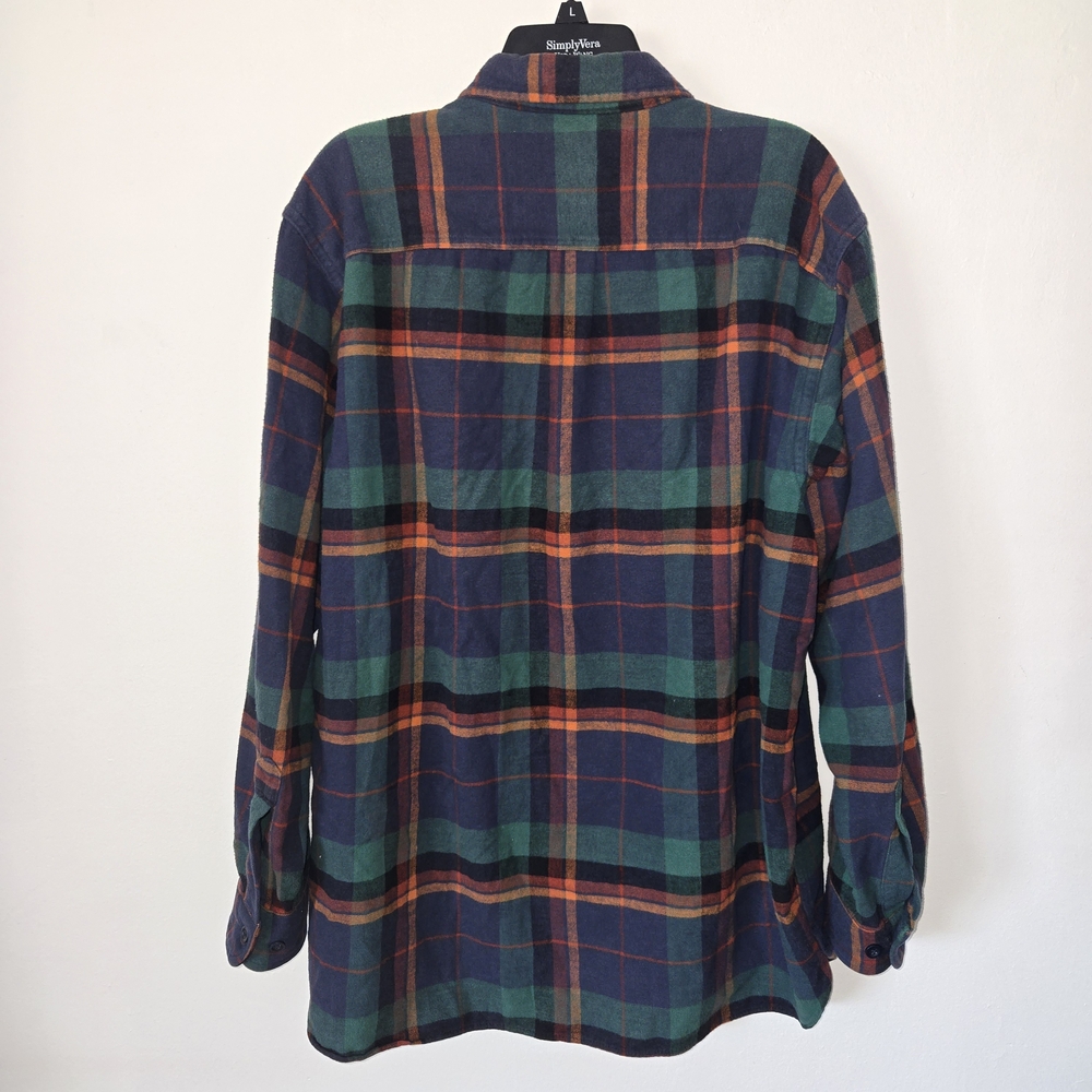 L.L.Bean Plaid Flannel Shirt Large Traditional Fit Cotton Button Up - Picture 5 of 12